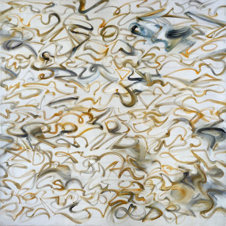 PostScript Oil & enamel on linen, 50″ x 50″ / 127 x 127 cm.